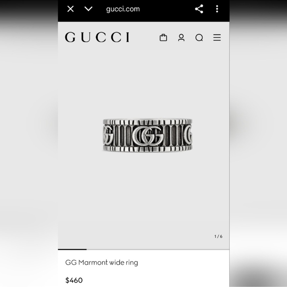 Gucci Marmont GG Wide Silver Band Ring - Picture 10 of 13